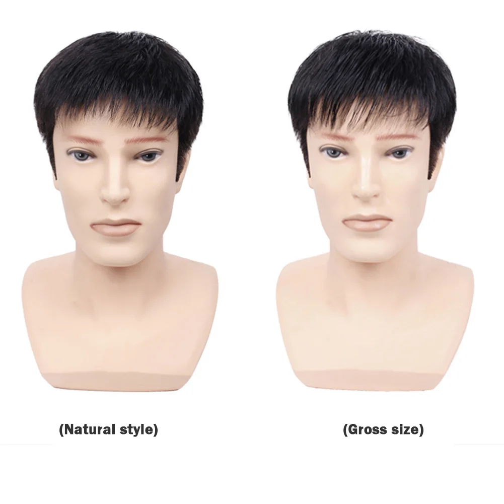 

Мужской парик, короткие волосы, Искусственные парики черного цвета, натуральные для мужчин, волосы против выпадения волос