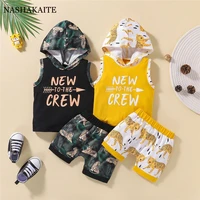 summer newborn baby clothes cartoon tiger print baby boy hooded vest shorts set infant clothing suit for baby boy 0 18 month