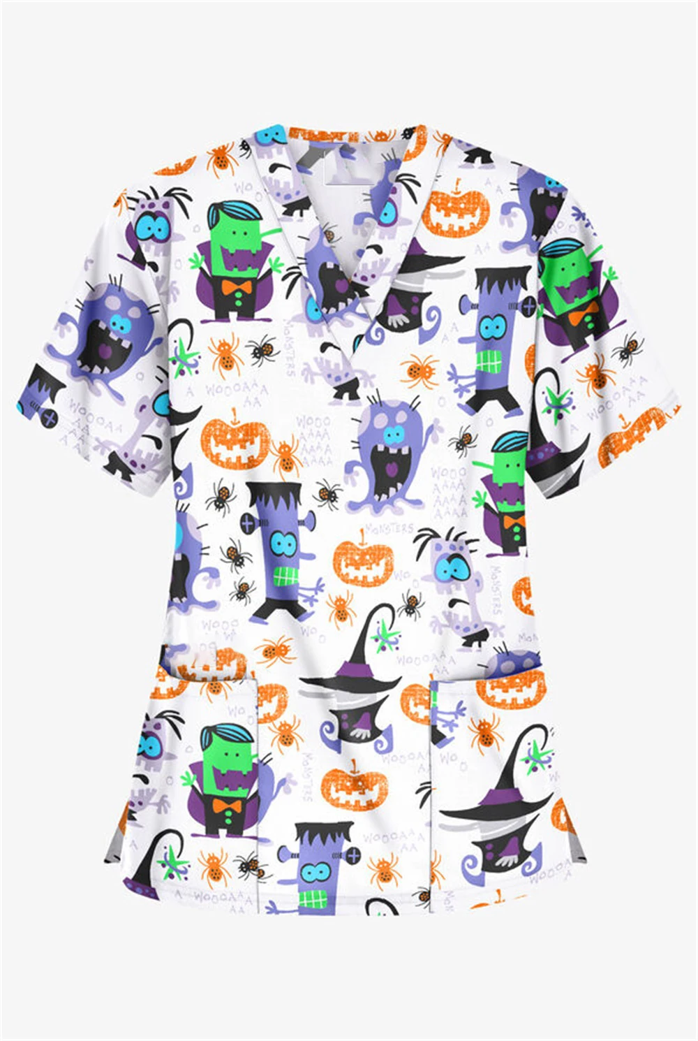 

Pharmacist Dentist Veterinary Nurses New Tops Fashion Slim Beauty Scrubs Printed Spa Nurses Medical Laboratory Medical Uniforms