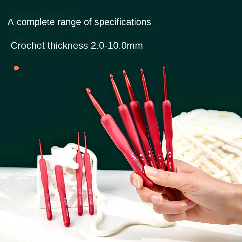 

Silicone Crochet Hooks Set Needle Handle Frosted Aluminum Handmade DIY Hook Head Crochet Sweater Weaving Knitting Sewing Tool