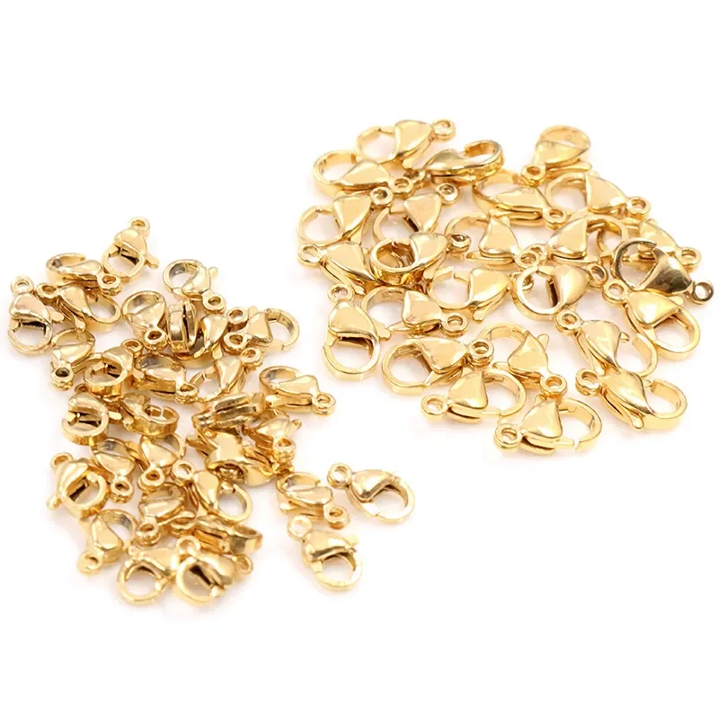 12*7mm 10*5mm Stainless Steel Gold Plated Lobster Clasp Hooks for Necklace&Bracelet Chain DIY Fashion Jewelry Findings