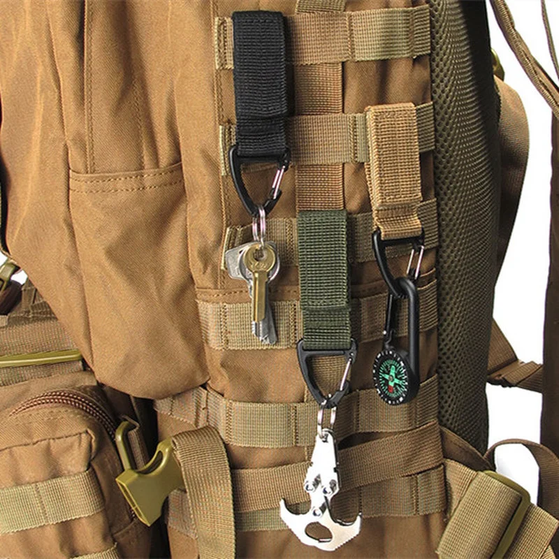 

EDC Tactical Nylon Ribbon Keychain Outdoor Multifunctional Carabiner Camping Hiking Hiking Velcro Backpack Buckle Hook