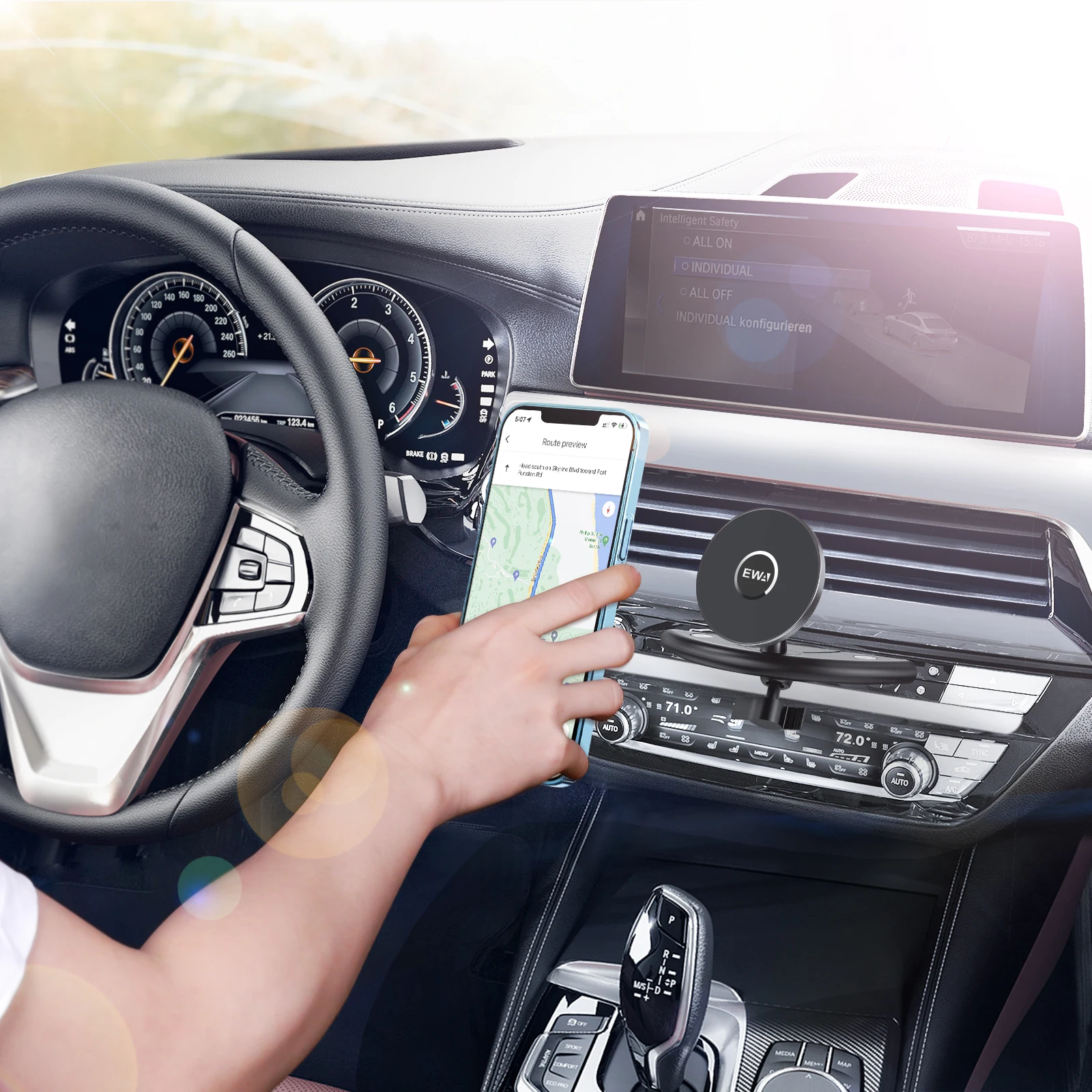 EWA Magnetic Car Mount with MagSafe CD Car Mount for iPhone 13,12 Pro Max /Mini/All Phones Anti-Shake CD Slot Phone Holder