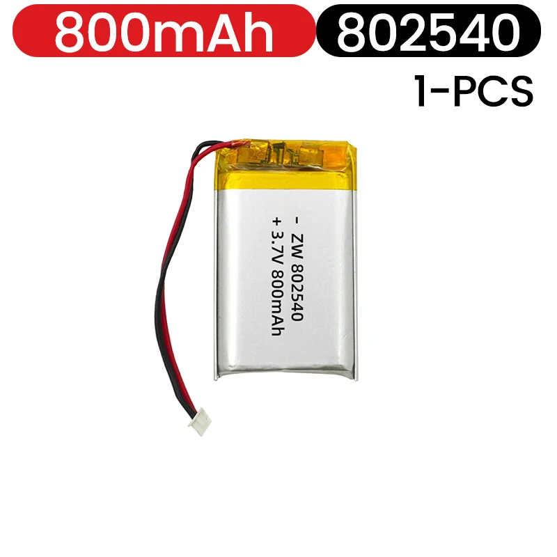 Фото 802540 Lipo 800 мАч 3,7 В 082540 Литиевая батарея Литий-полимерные батареи для фонарика Пульт дистанционного управления Ручные вентиляторы №4