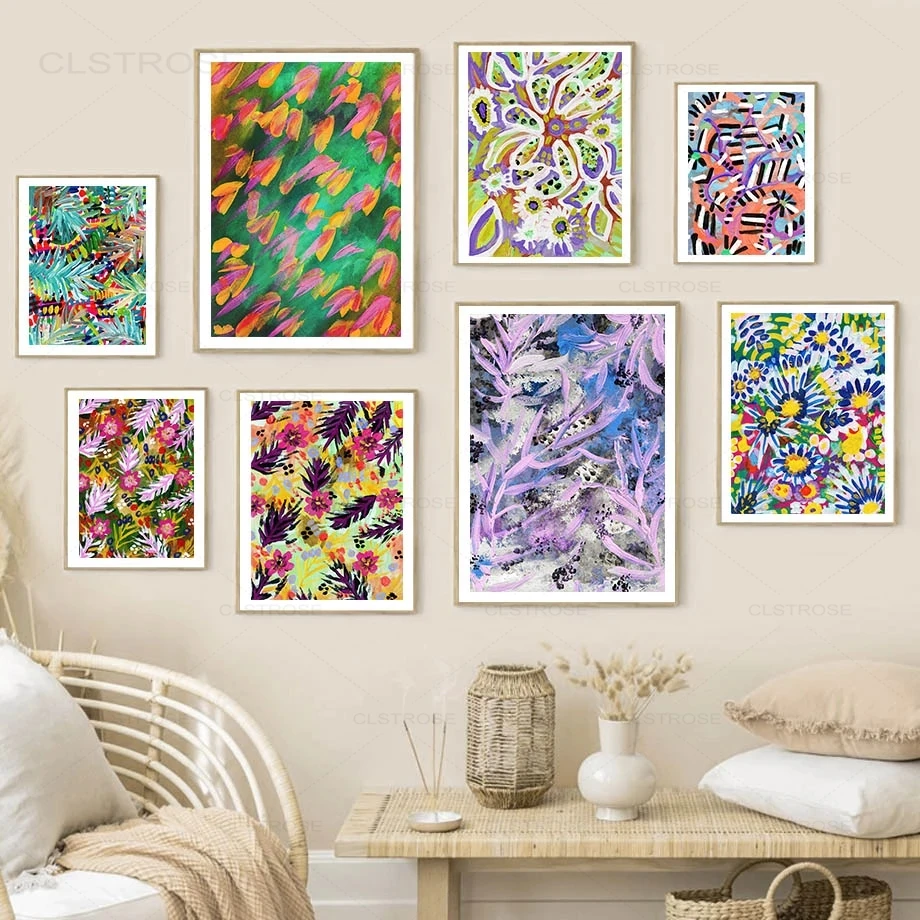 

Абстрактные красочные листья и цветы, настенная Картина на холсте, скандинавские постеры и принты, винтажные картины для гостиной, домашний...
