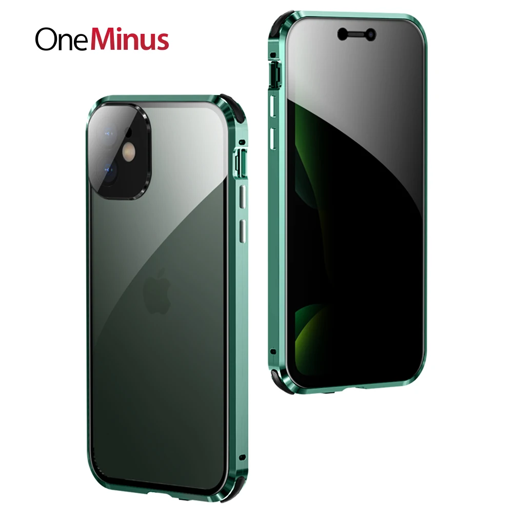 

Сверхмощный чехол для iphone 13 Pro Max Cover 12 Mini 11, магнитный металлический защитный чехол из закаленного стекла с защитой от взглядов