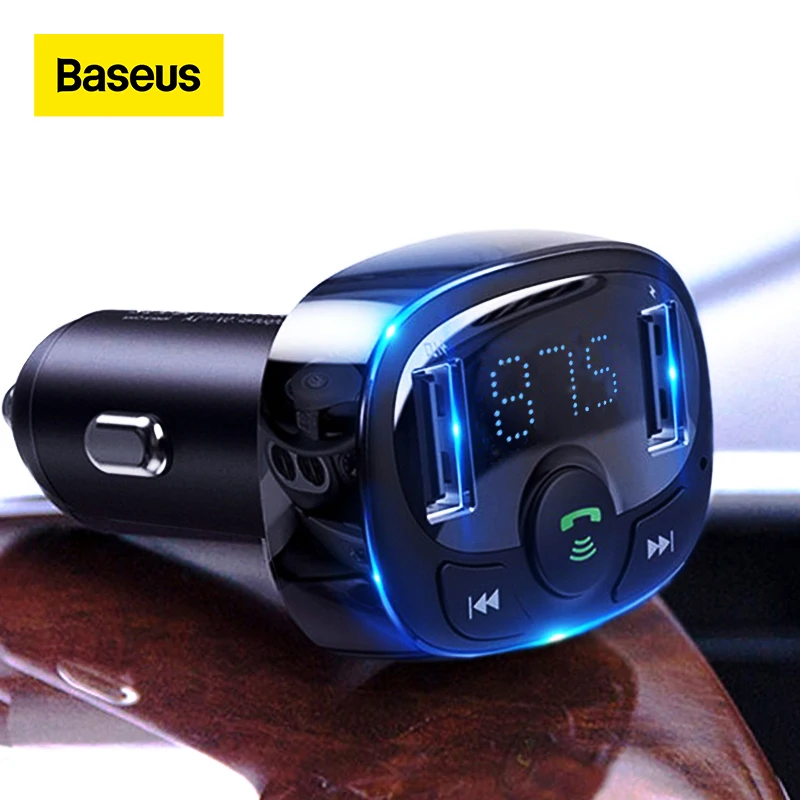 

Baseus FM Transmitter Handsfree Bluetooth Car Kit MP3 Player With 3.4A Dual USB Car Charger FM Modulator Transmiter