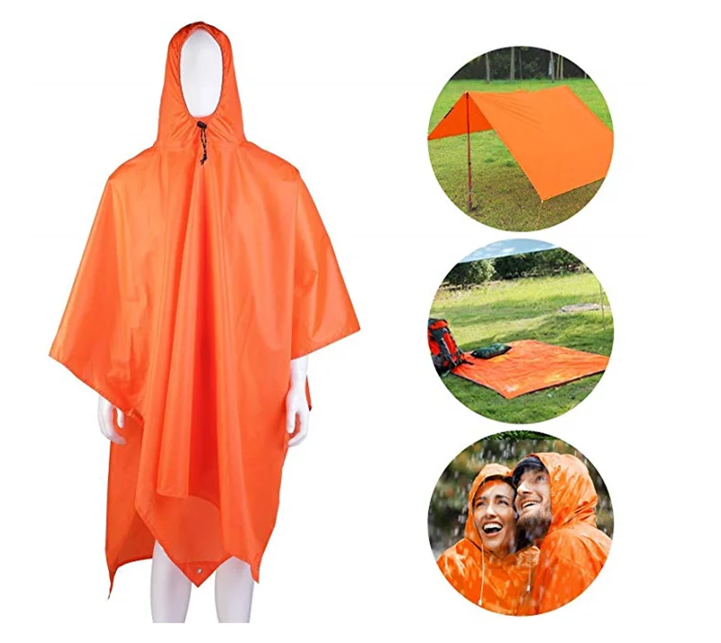 

Outdoor Waterproof Rain Poncho Survival Poncho Picnic Mat for Camping Hiking 3in1 Multifunctional Lightweight Reusable Raincoat