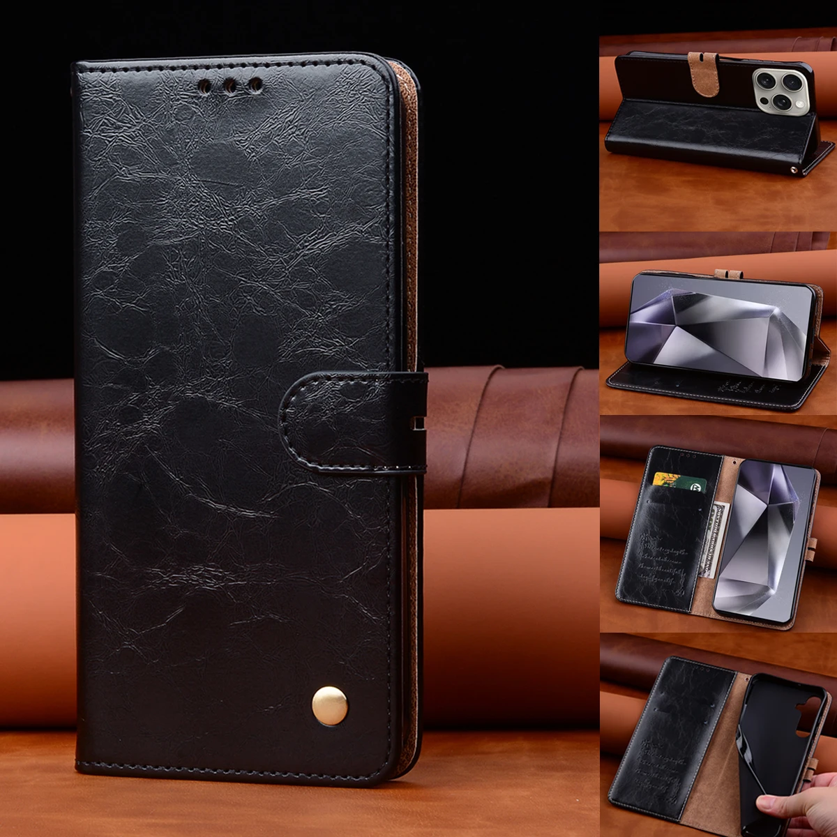 Фото Кожаный чехол-книжка-книжка для телефона Samsung Galaxy S24 S23 S22 S21 S20 Ultra S10 Plus FE S10e Galaxy Note 10 9 8 Book Cover Coque №1