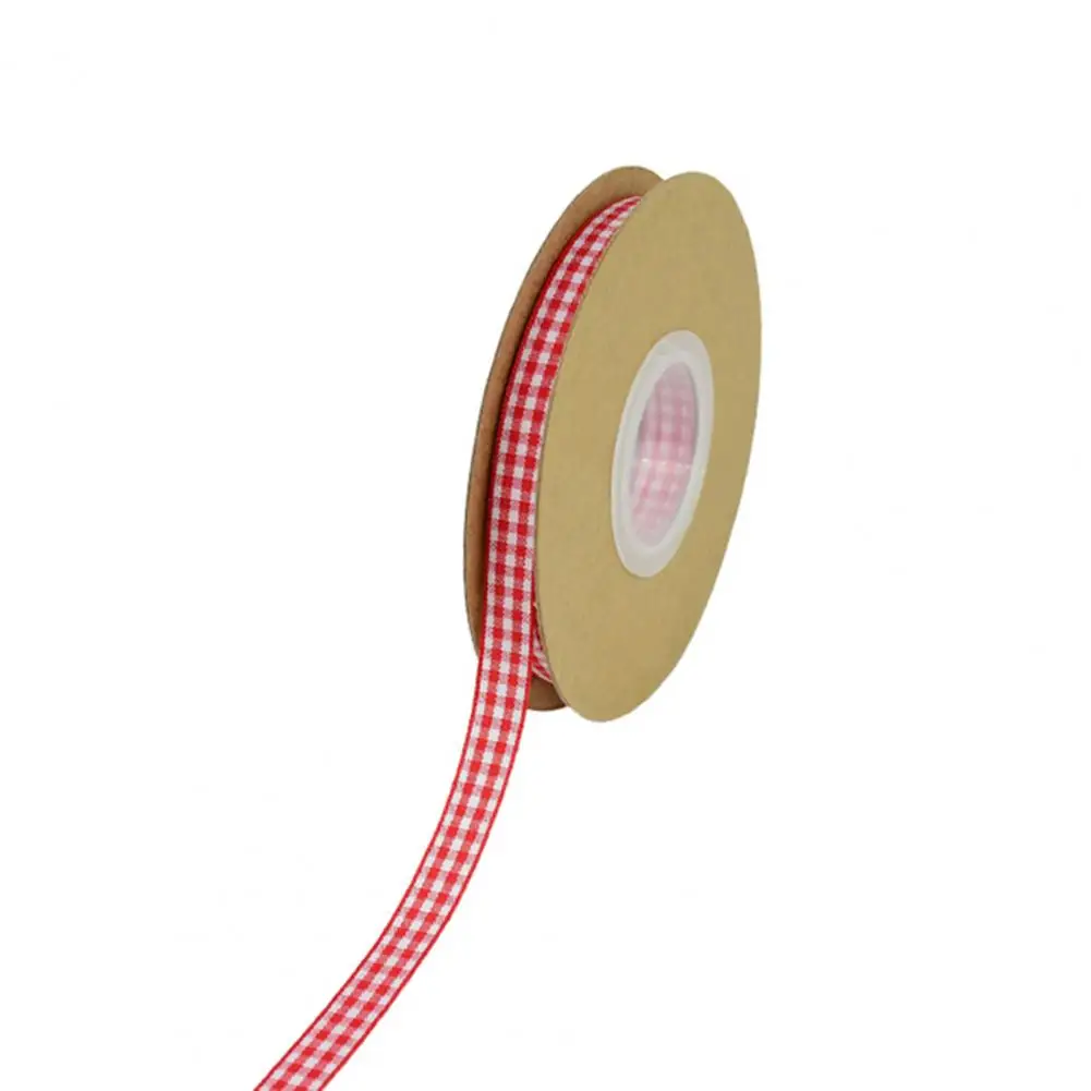 

1 Roll Cheque Plaid Ribbon DIY All-match Rural Style Printed Grid Bow Gift Box Packing Ribbon for Party