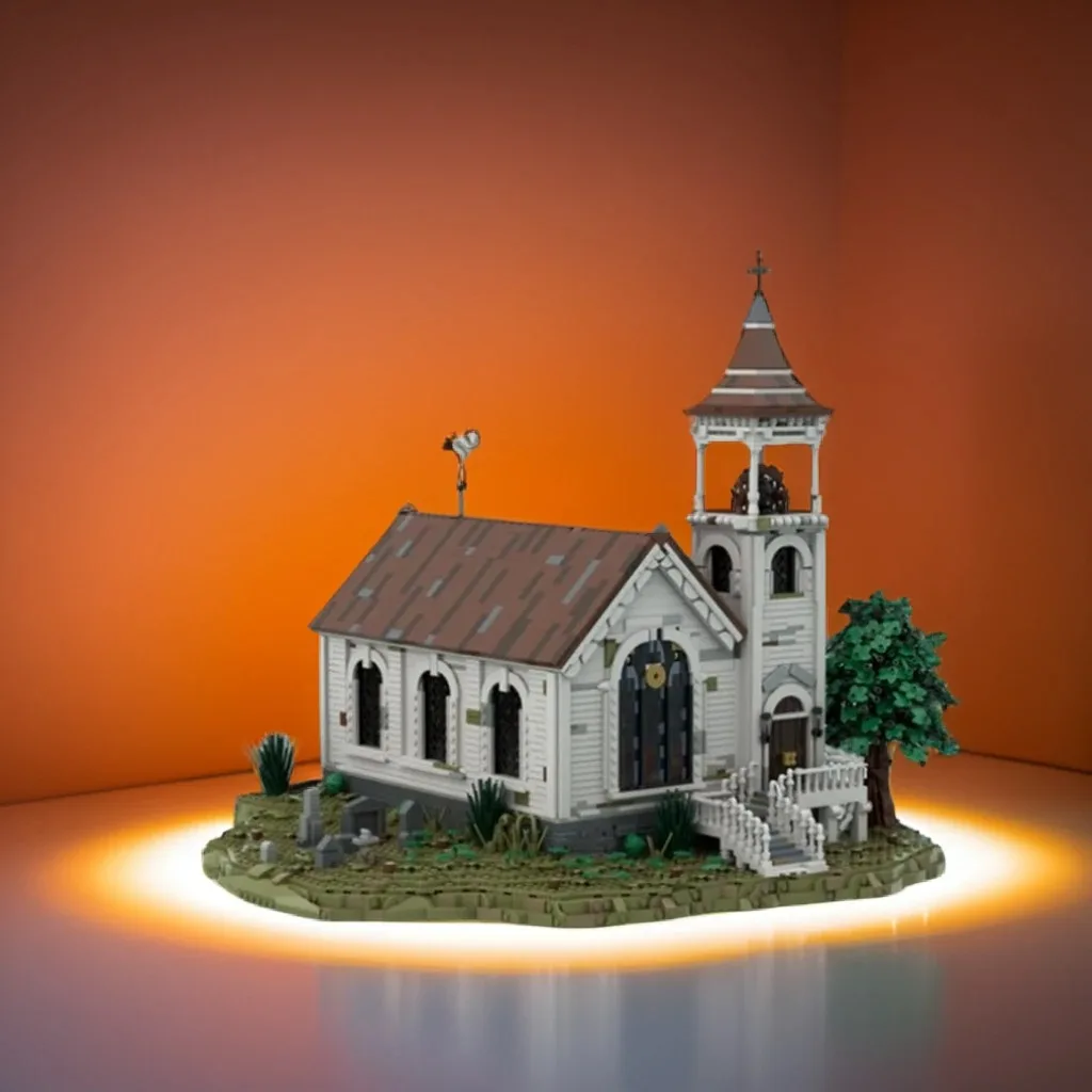 Фото 4780 деталей MOC: Модель Западной Церкви из Red Dead Redemption, набор для сборки, DIY-арт-набор, мега-мини, большой, культовый, развивающий конструктор, подарок №1