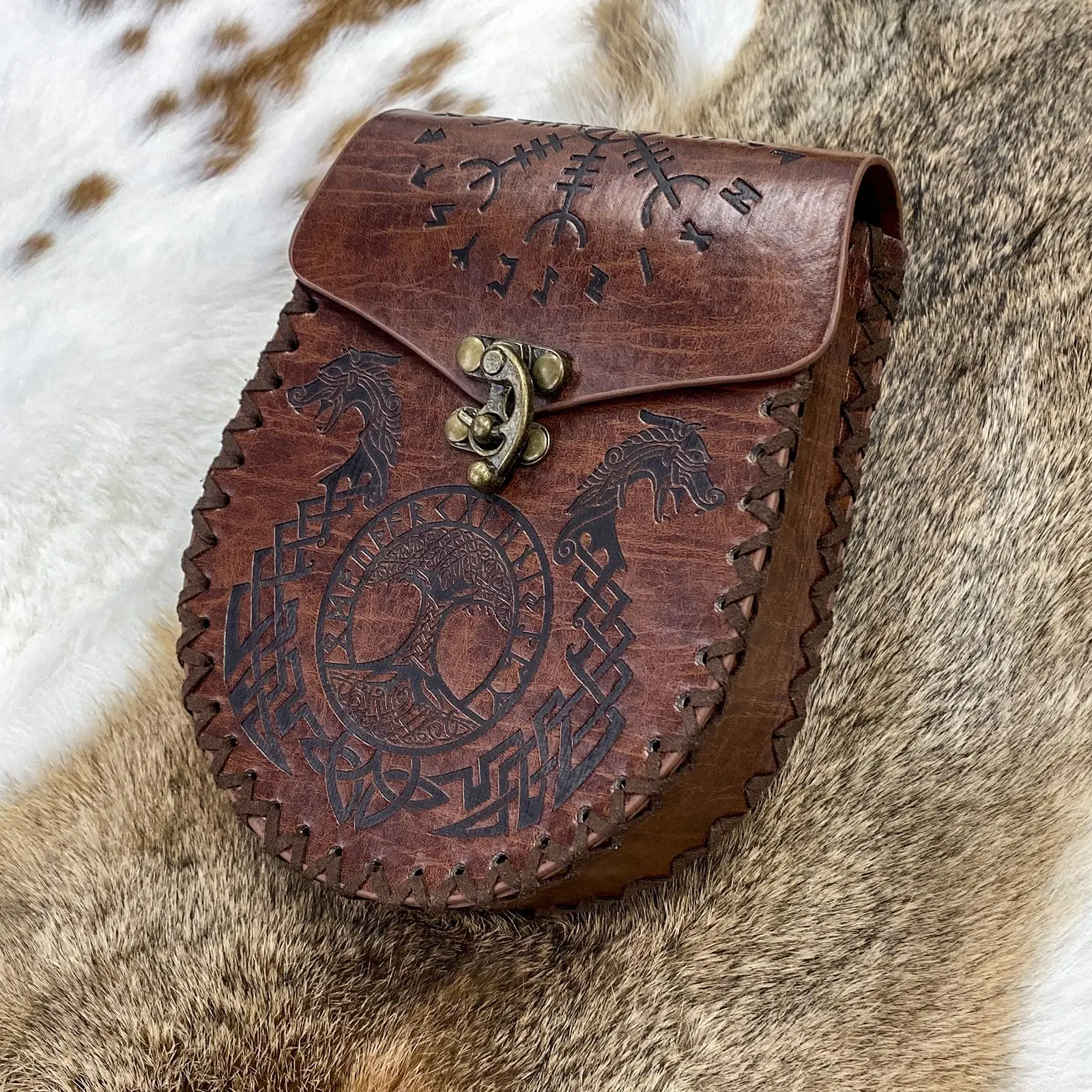 

Кожаный кошелек викингов в средневековом стиле, ретро поясная сумка из искусственной кожи в стиле рыцаря возрождения, пирата, реквизит для ...