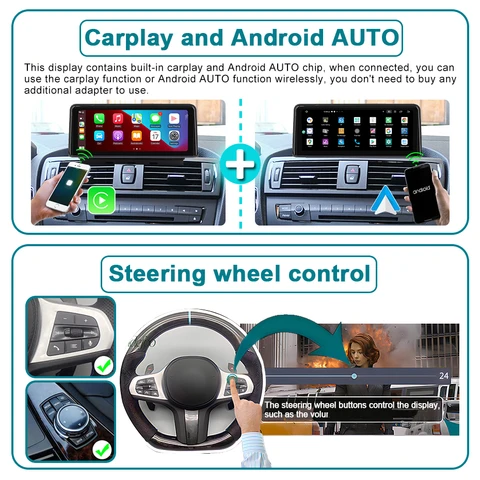 Автомобильное Радио Android 14, 10,25-дюймовый Сенсорный Экран Для BMW 1 Серии F20/F21, 2 Серии F23 Cabrio С Carplay