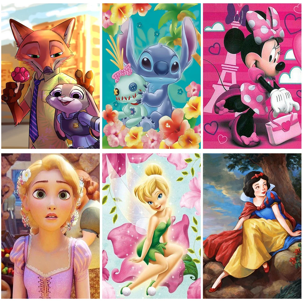 

Disney 5D Diamond Painting Cartoon Princess Animal Mosaic Embroidery Complete Kit Picture Of Rhinestones Home Decoration