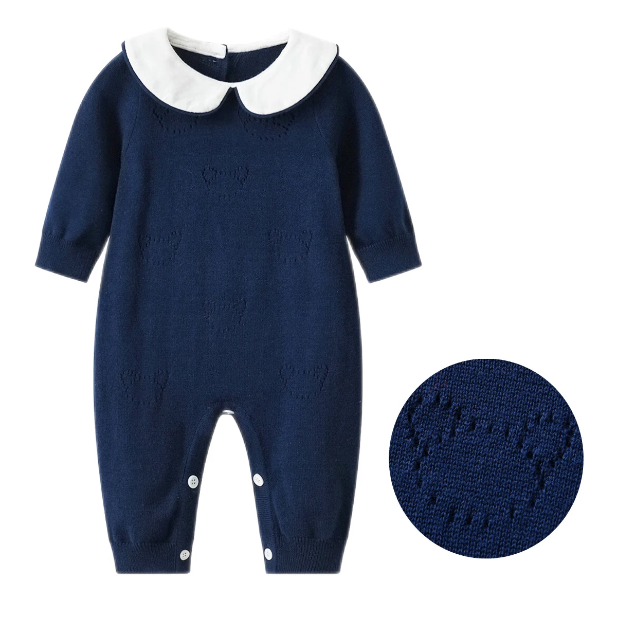 

Newborn Baby Rompers Long Sleeve Turtle Neck Infant Kids Boys Navy Jumpsuits Playsuits Autumn Winter Knit Toddler Overalls 0-2Yr