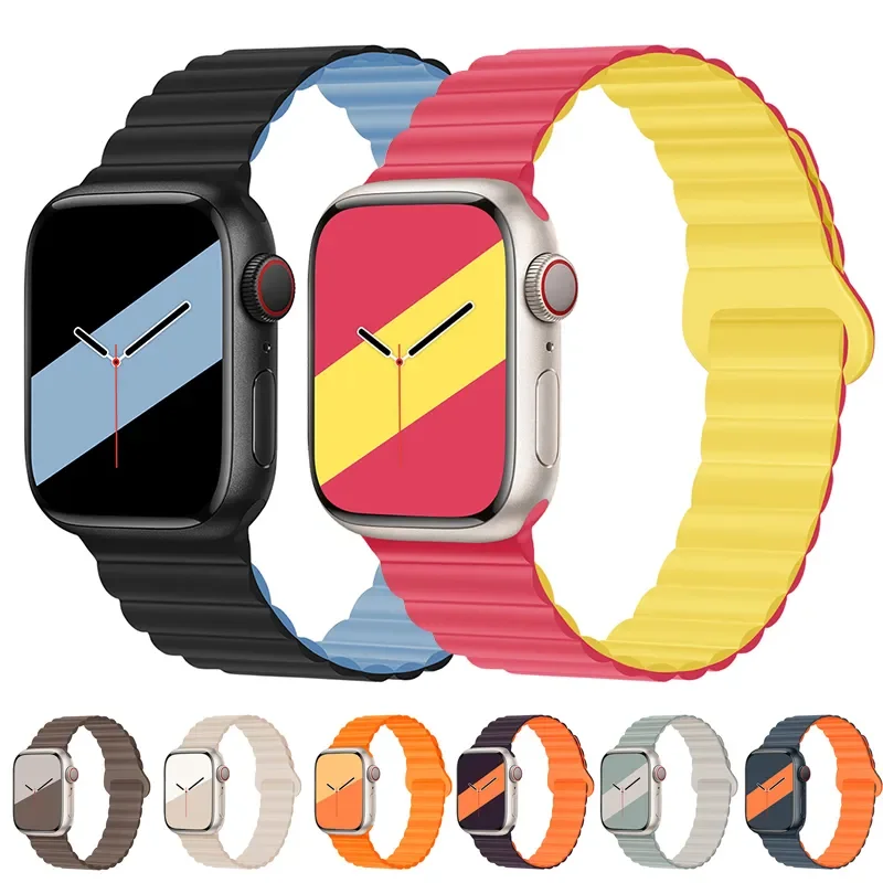 

Silicone Loop Strap For Apple Watch Band 44mm 49MM 40MM 41MM 45MM 42 38MM Magnetic Bracelet Correa iWatch Series 7 6 SE 5 4 3