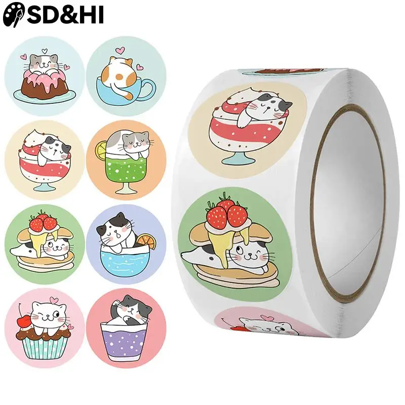 

Наклейки с мультяшным котом для детей, 500 шт.