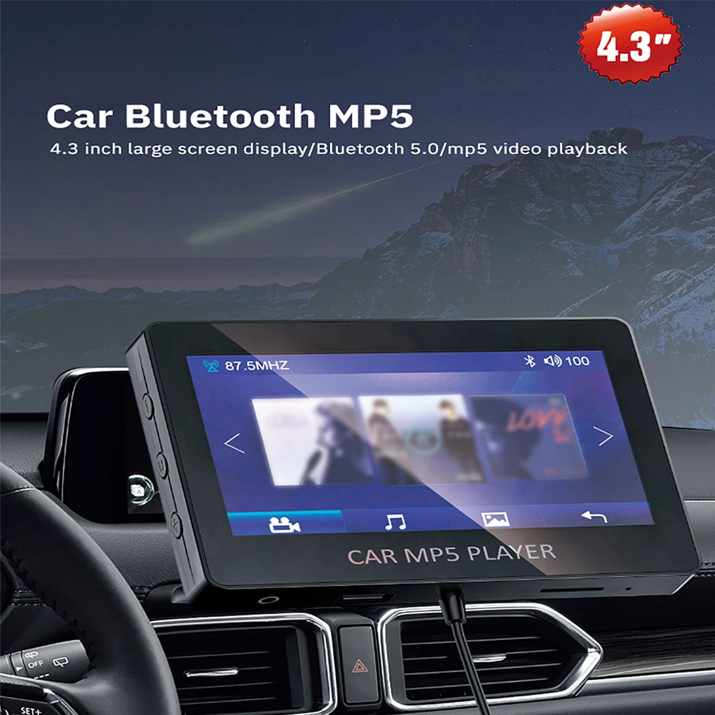 

Пульт дистанционного управления 4 3 дюйма Bluetooth-совместимый 5 0 автомобильный MP5 плеер AUX-in 87 5-108 0 МГц радиопередатчик экран аксессуары