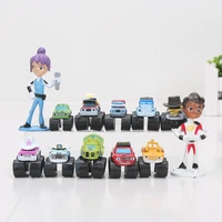 12pcsset blaze flame machines trucks model miniature action figures cartoon car toys cake micro kids toy party decor gift