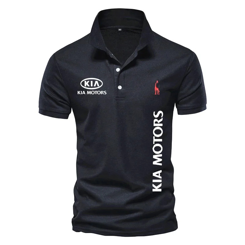 

Hot sale New men's shirts Men clothes Kia car logo print men's polo shirt t-shirt 100% cotton High quality casual polo shirts