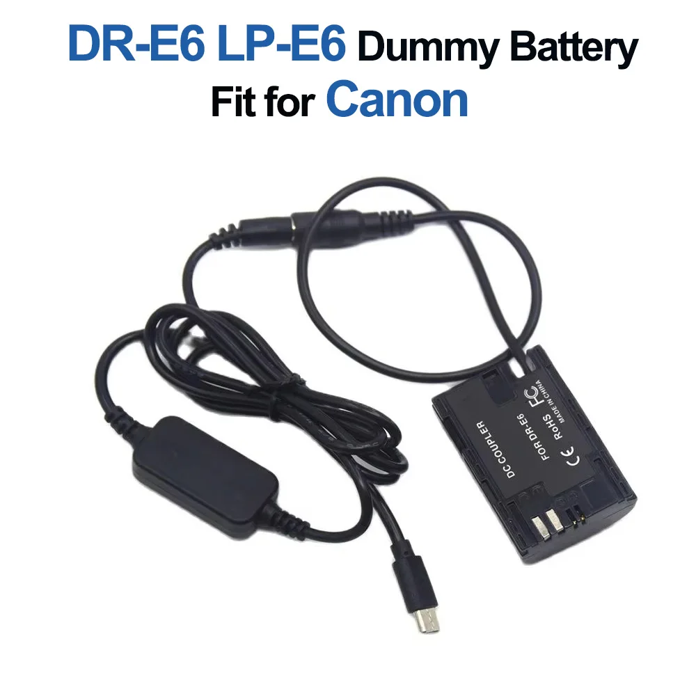 Кабель USB C - DC DR E6 LP E6E для Canon EOS 60D 70D 80D 90D 5DS Mark IV 5D4 5D3 R5 R6