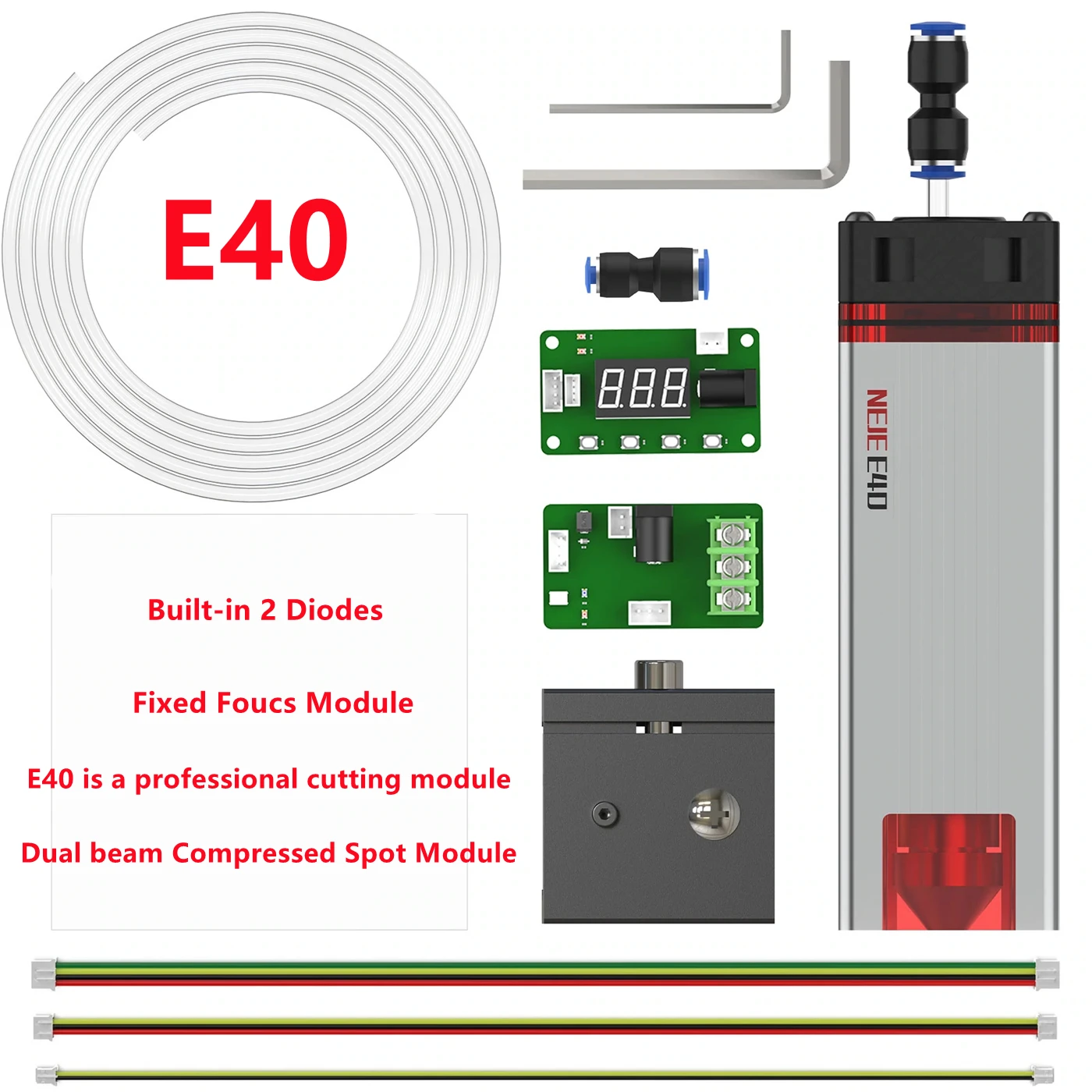 

NEJE E40 Fixed-Focus 80W Powerful Laser Module for Professional Cutting and Metal Engraving Built-in High Pressure Air Assist