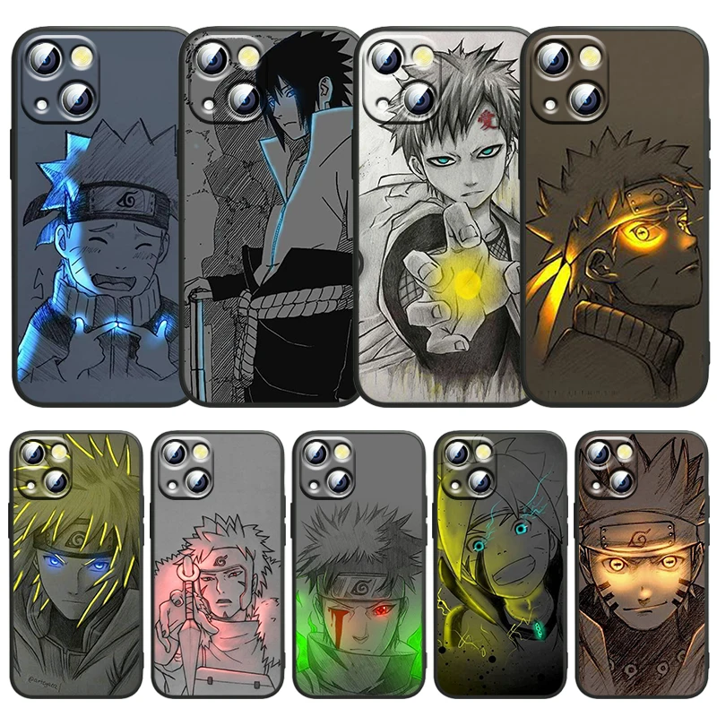 

Glowing Naruto Anime Art Phone Case For Apple iPhone 14 13 12 11 SE XS XR X 7 8 6 5 mini Plus Pro MAX 2020 Black FUndas TPU