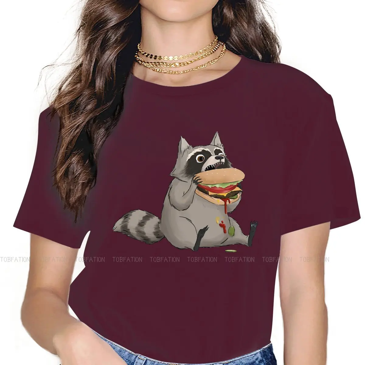 

Burgers by Trash Panda Special TShirt for Girl Raccoon In North America 4XL Creative Gift Idea T Shirt Short Sleeve Hot Sale