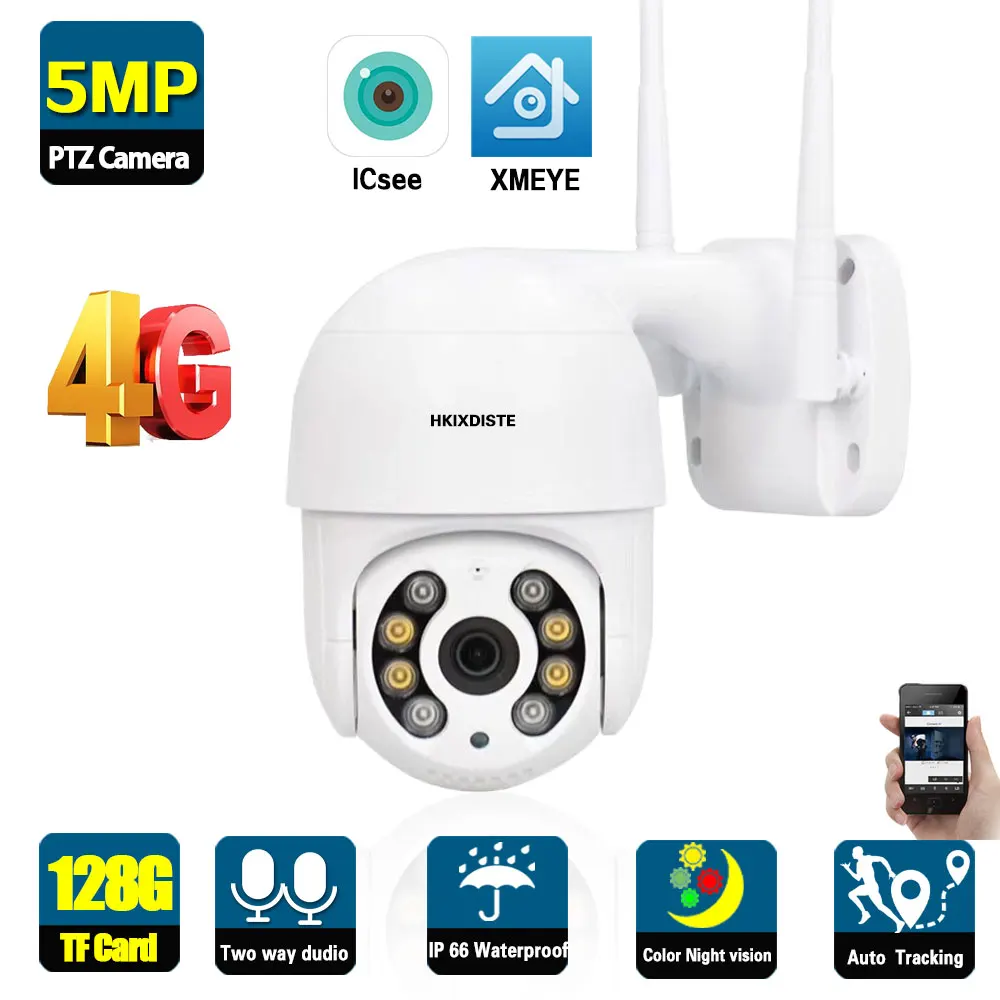 

IP-камера наружная циклическая, 5 МП, 4G, Sim-карта, PTZ