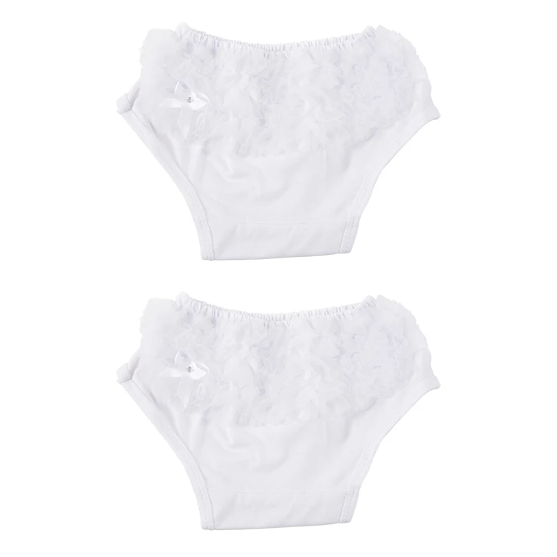 2X White Baby Girl Ruffle Bloomers Panties Diaper Cover Image S