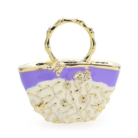 wulibaby enamel handbag brooch pins for women pink purple fashion bag casual party brooch pin gifts