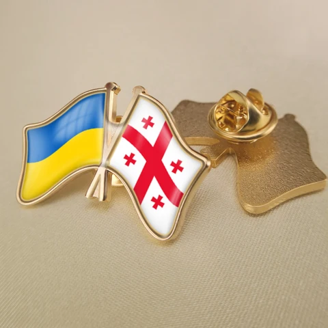 Украинская и Джорджия перекрестная двойная искусственная брошь на лацкан значки