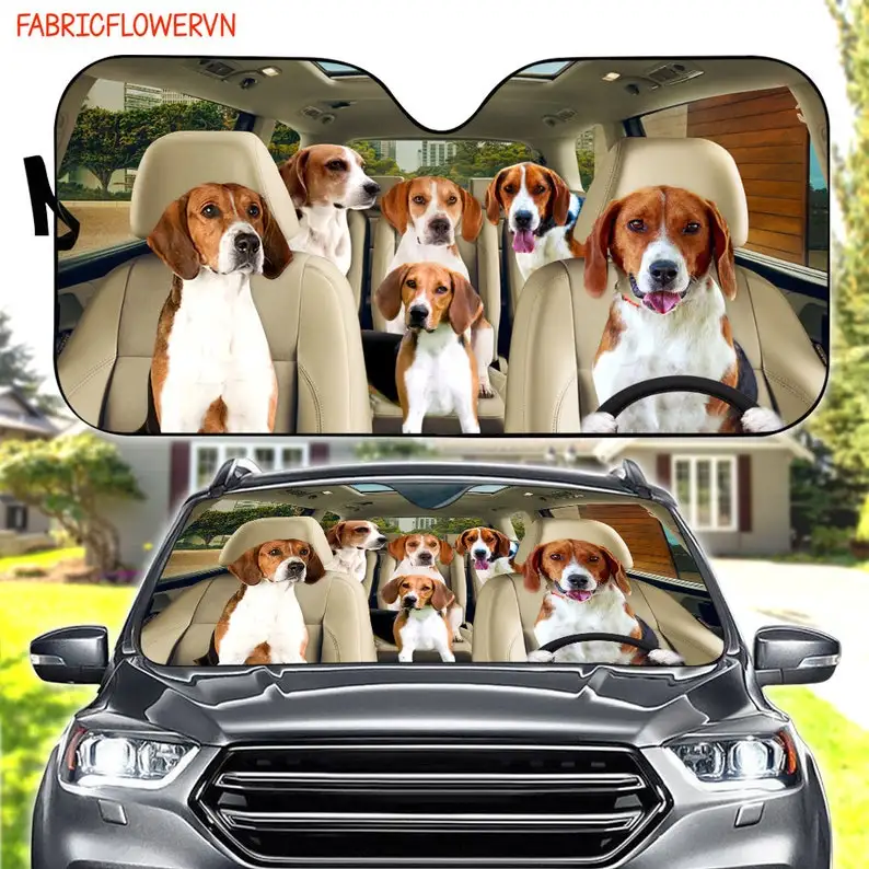 

American Foxhound Car Sunshade, American Foxhound Car Decoration, Dog Windshield, Dog Lovers, Dog Car Sunshade, Gift For Mom, Gi