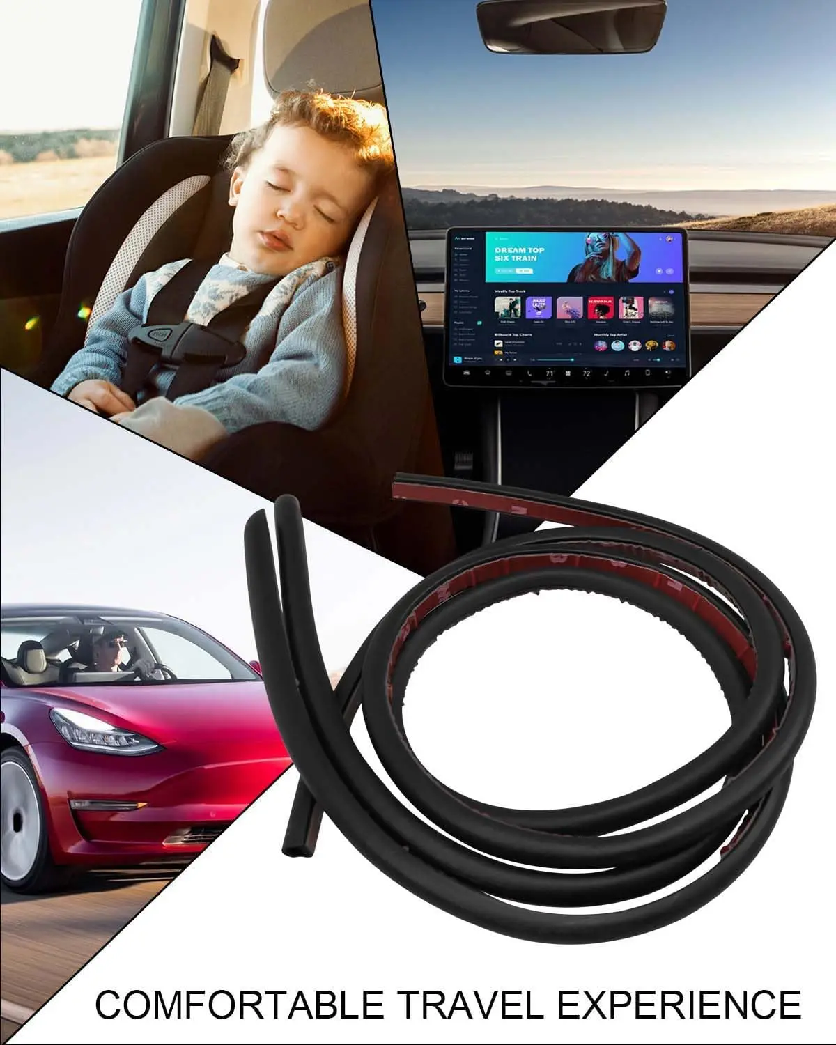 Фото Звукоизоляционный комплект дверных уплотнений для Tesla Model S 2012-2025, резиновая уплотнительная лента для защиты от ветра, комплект передней крышки багажника №2