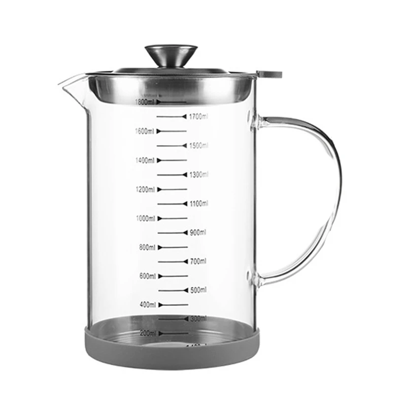 

Стеклянный Масляный фильтр с шкалой, домашний контейнер для смазки бекона с мелким сетчатым фильтром, 1 шт.