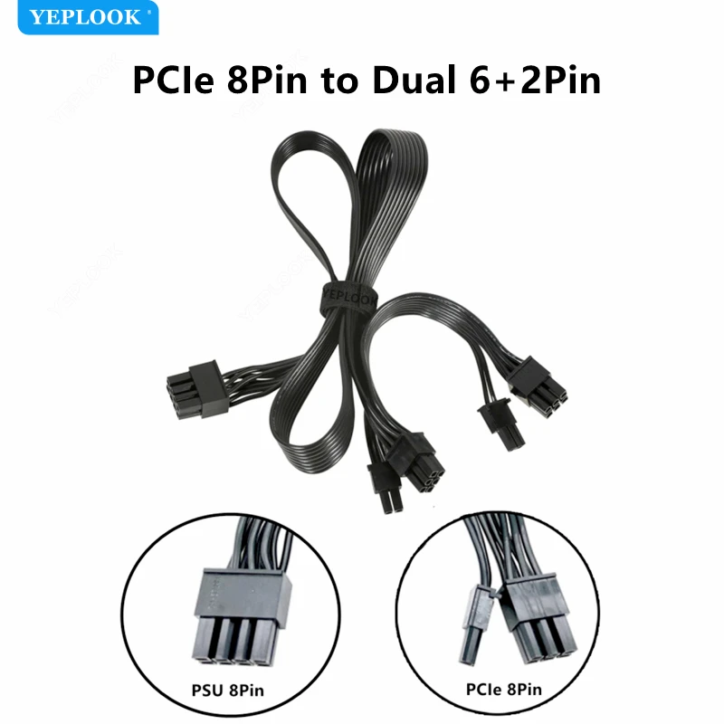 

PCIe 8Pin to 2x 8Pin 6+2Pin GPU Power Cable for Cooler Master MWE Gold V2 550W 650W 750W 850W 1050W 1250W Fully Modular PSU