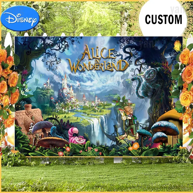 Disney Alice In Wonderland Backdrop Dream Castle Princess Girls Happy Birthday Party Photo Background Booths Studio Banner