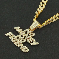 hip hop iced out cuban chains bling diamond letter pendant mens necklace miami big gold charm jewelry for women choker gifts