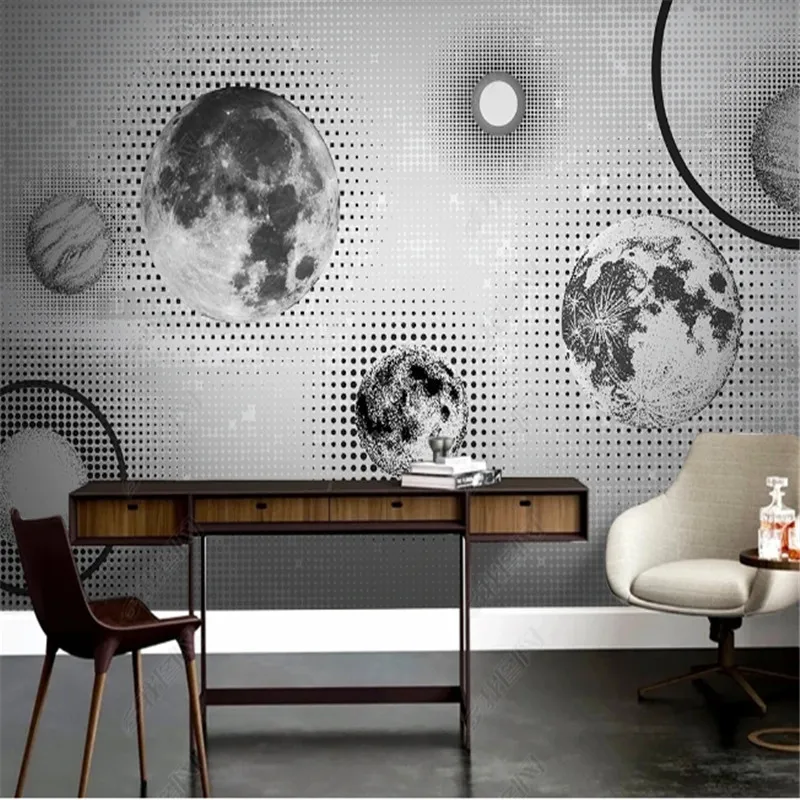 Современные минималистичные обои для гостиной волнистые точки планет Модный
