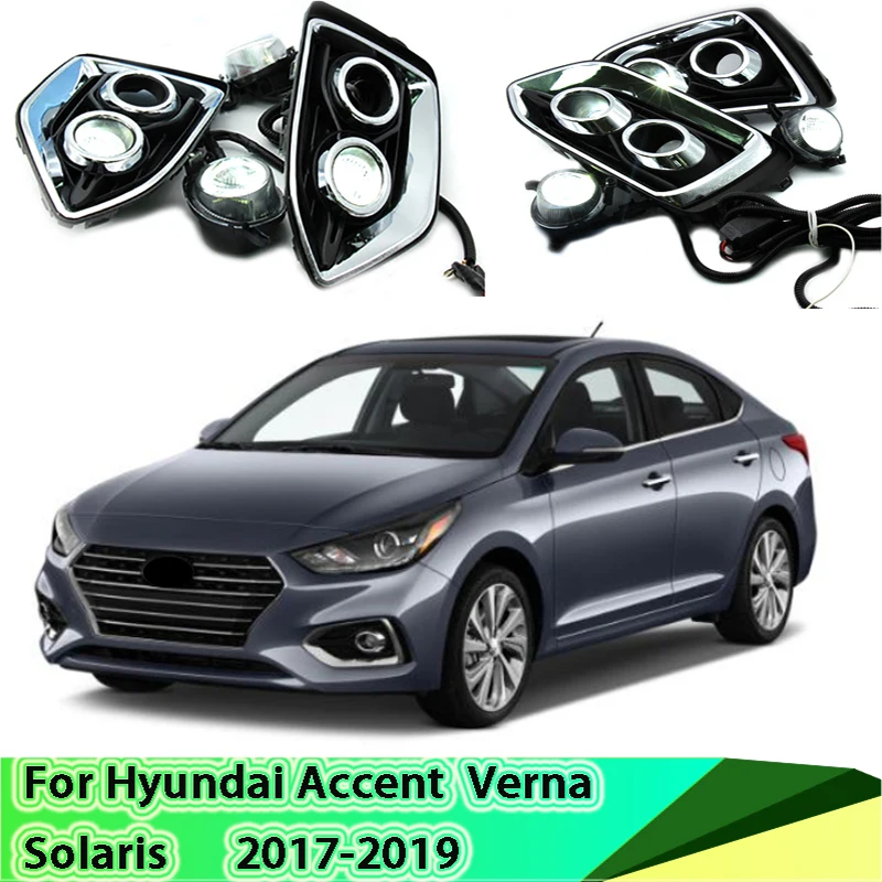 

LED Daytime Driving Running Light DRL 6000K White Turn Yellow Light 2019 2pcs 12V for Hyundai Accent Verna Reina Solaris 2017-