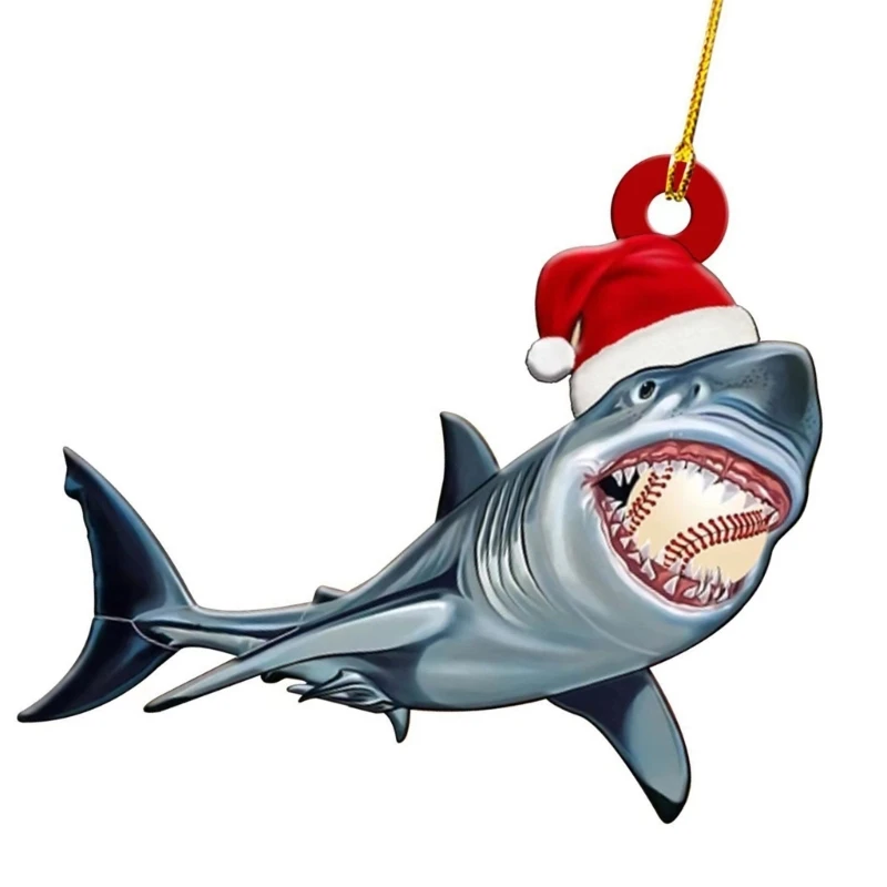 Акриловое украшение для рождественской елки в форме акулы подвесное дома и улицы
