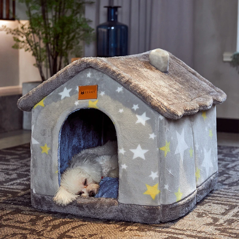 

Foldable Dog House Pet Cat Bed Winter Dog Villa Sleep Kennel Removable Nest Warm Enclosed Cave Sofa Pet Supply лежанка для собак