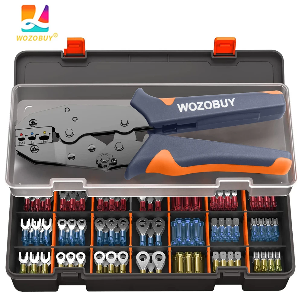 WOZOBUY Crimping Pliers Set Wire Crimper Crimping Tools Ratcheting SN-02C Insulation Terminals Electrical Clamp Min Tools