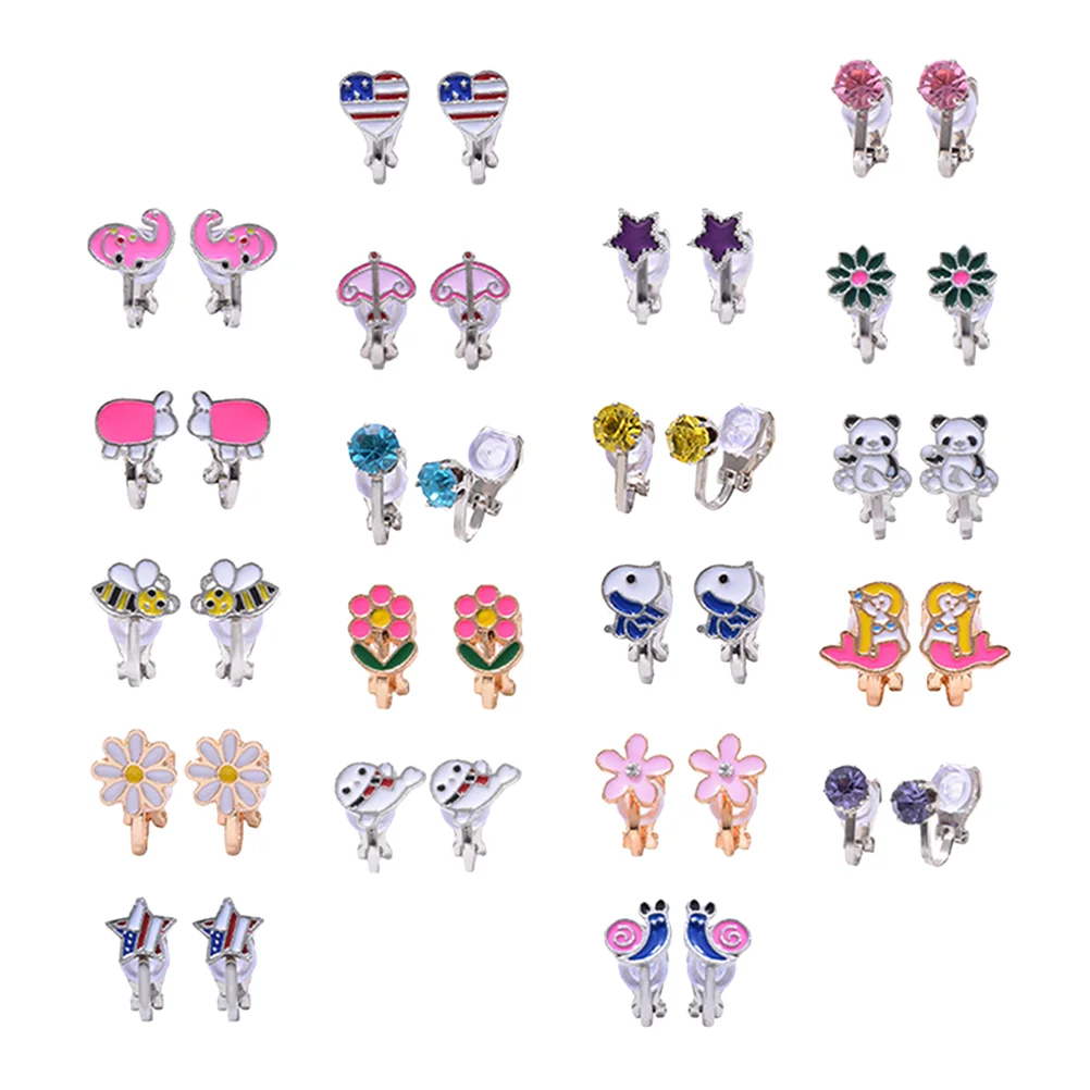 

20 Pairs Flower Earrings On Earrings for Little Clip On Earrings Decorative Clips Flower Clips