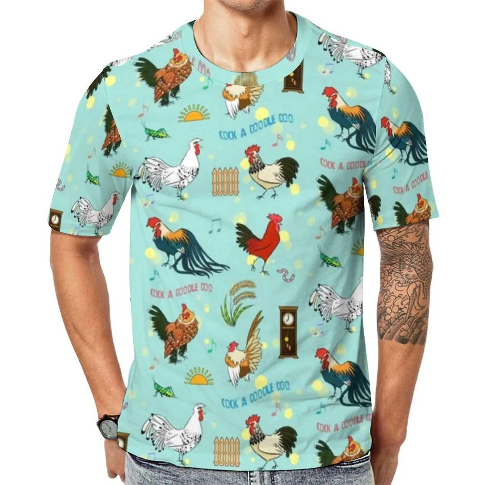 

Pretty Cartoon Chicken T Shirt Cute Roosters Vintage T-Shirts Short Sleeve Printed Tshirt Wholesale Summer Classic Oversize Tees