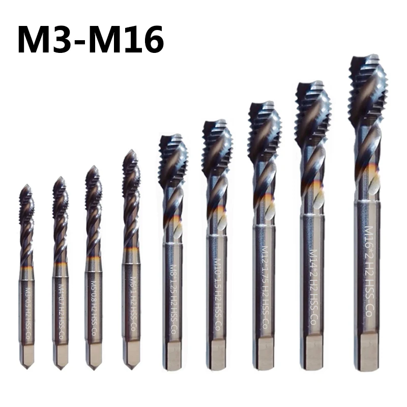 

M3-M16 Cobalt Screw Thread Tap Drill Bit Spiral Flute Metric TICN Coated Pointed Tap Machine Tool For Stainless Steel Metal