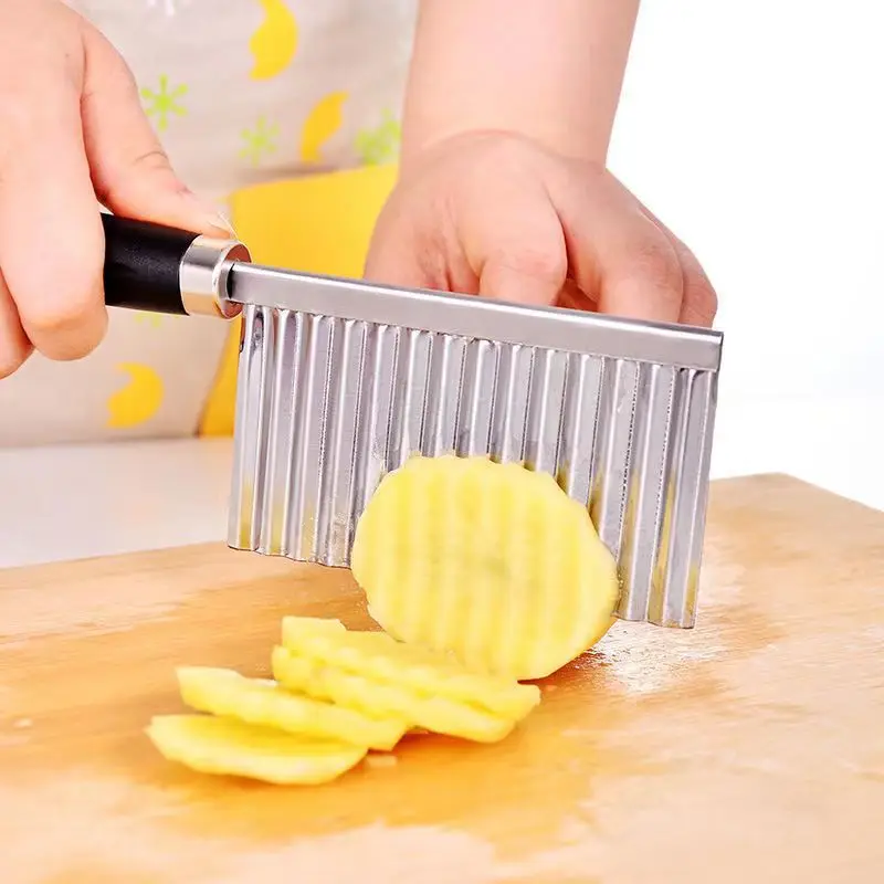 

Potato Wavy Edged Knife Stainless Steel Kitchen Gadget Vegetable Fruit Cutting Tool Kitchen Accessories French Fries Machine