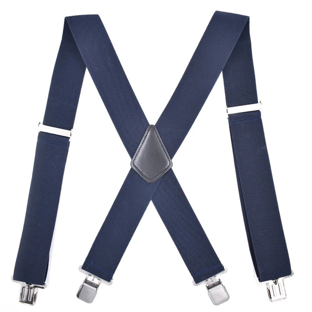 

Men Swivel Hook Heavy Duty Elastic X Back Adjustable Solid Suspender Braces Adults Apparel Accessory 4 Clips