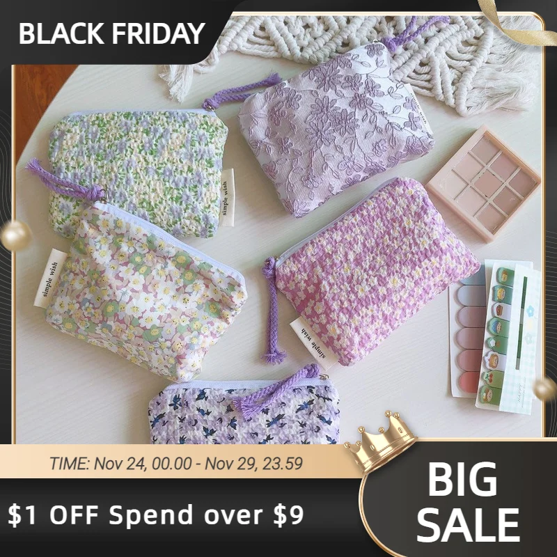 

Маленькая косметичка для макияжа, миниатюрный хлопковый цветочный органайзер, сумки для женщин, чехол для макияжа Помады, детский маленьки...