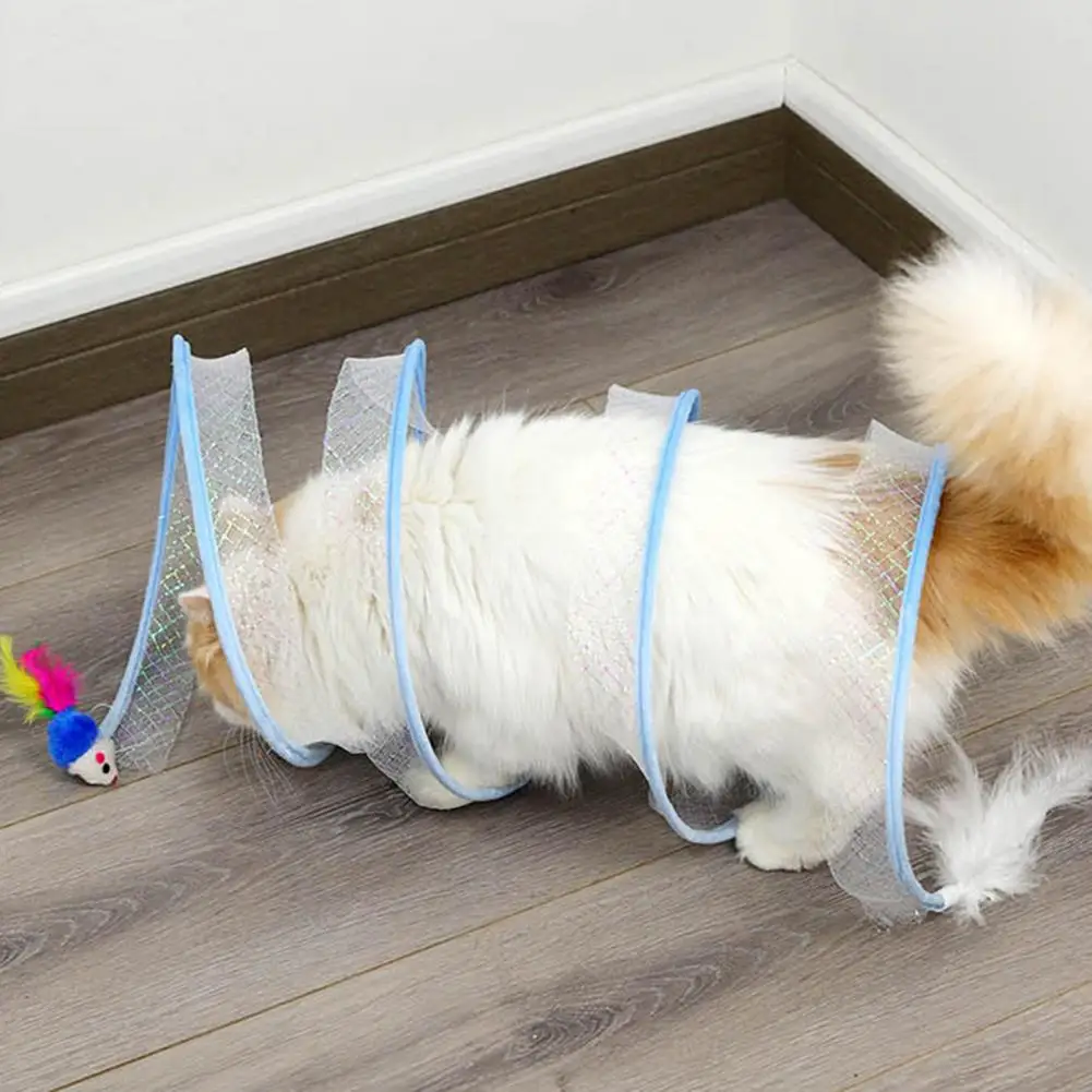 

Игрушка-туннель для кошек с пером, плюшевый мяч, колокольчик, мыши, складные игровые трубки, Интерактивная игрушка, туннель для щенков, котят, кроликов, игрушка